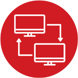 Icon of two desktop computer virtually connected