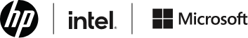 HP, Intel, and  Microsoft Logos