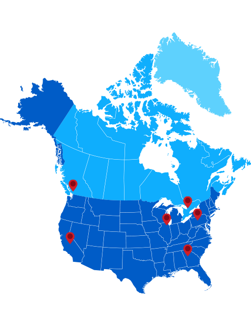 Map of D&H warehouse locations